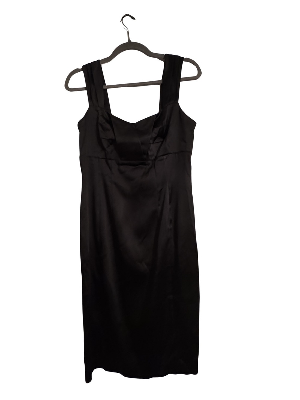 Calvin Klein Black Satin Wide-Strap Midi Dress
